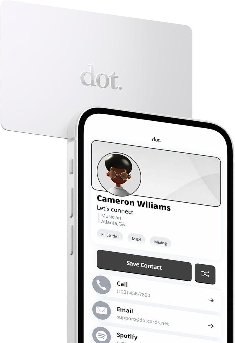 Dot . Card - Digital Business Card - Tap Compatible with iPhone & Android (White) - Image 1